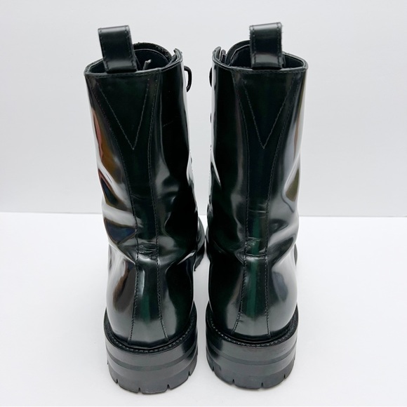 Versace Column Combat Boots Dark Green Leather Gold Medusa Logo Mens EU 41 US 8 - Picture 8 of 16